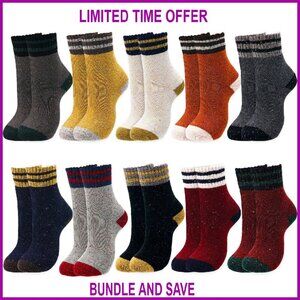 10 Pairs Women's Wool Blend Socks Warm Thermal Crew Thick Winter Boot Socks